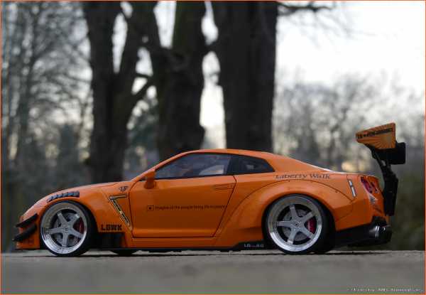 1:18 Nissan GTR35 2.0 LB Work - Orange - Echtalu-PVC-Felgen in OVP